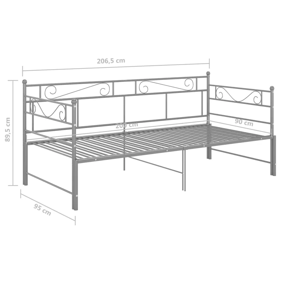 Cadre de canapé-lit extensible sans matelas gris métal 90x200cm - 12