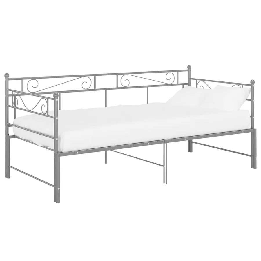 Cadre de canapé-lit extensible sans matelas gris métal 90x200cm - 2