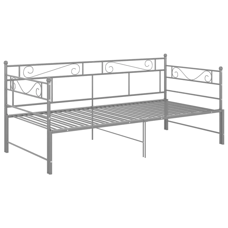 Cadre de canapé-lit extensible sans matelas gris métal 90x200cm - 3