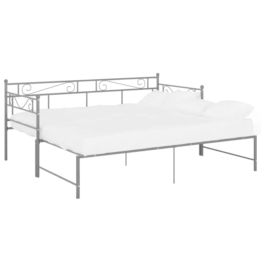 Cadre de canapé-lit extensible sans matelas gris métal 90x200cm - 4