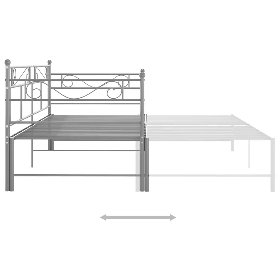 Cadre de canapé-lit extensible sans matelas gris métal 90x200cm - 6