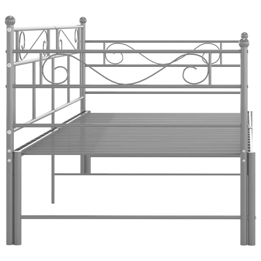 Cadre de canapé-lit extensible sans matelas gris métal 90x200cm - 8