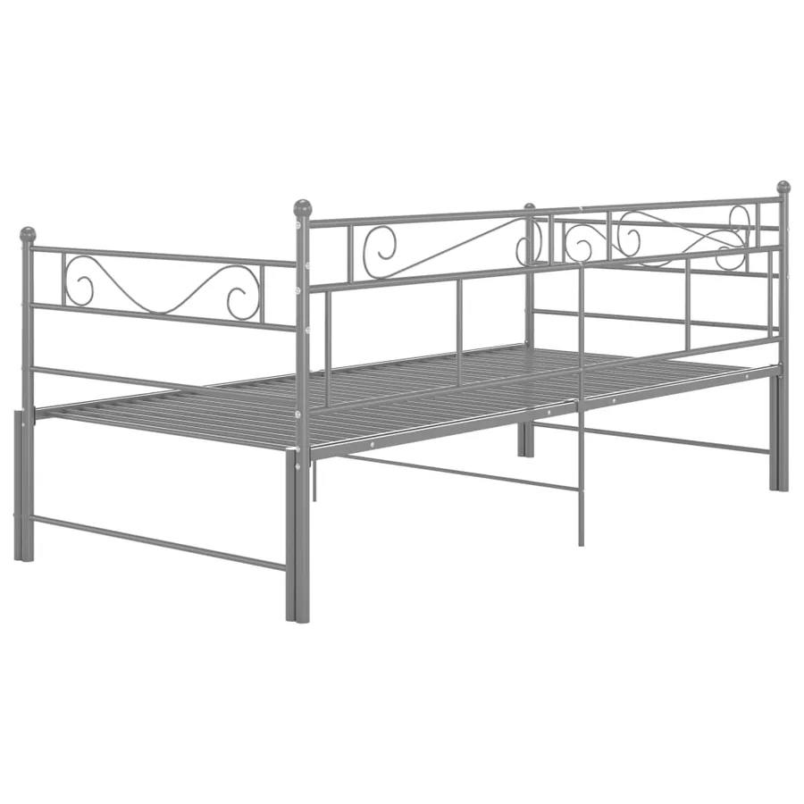 Cadre de canapé-lit extensible sans matelas gris métal 90x200cm - 9