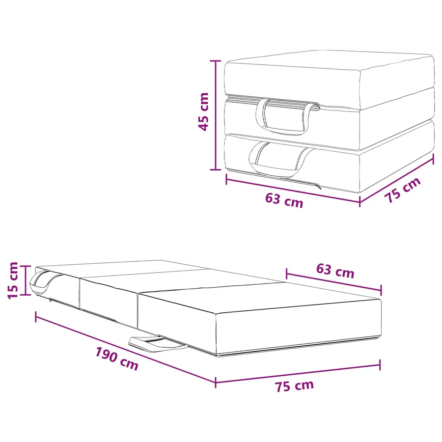 Canapé-lit pliable 75 x 63 x 45 cm Bleu - 11