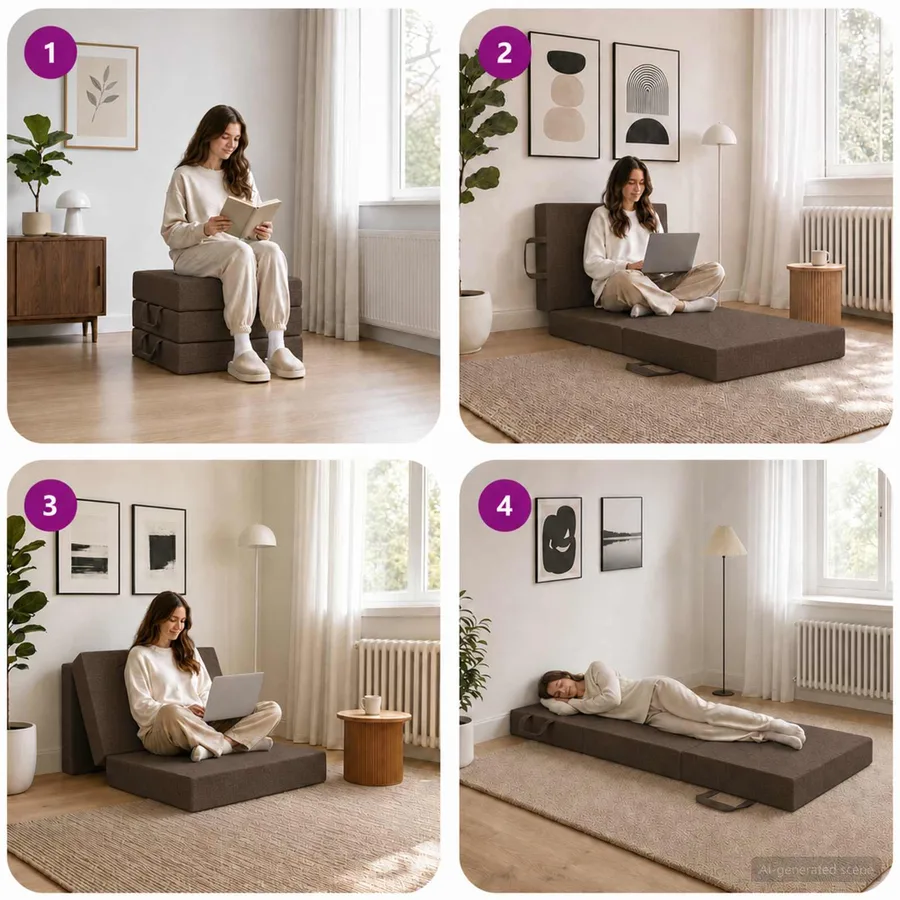 Canapé-lit pliable 75 x 63 x 45 cm Taupe - 9