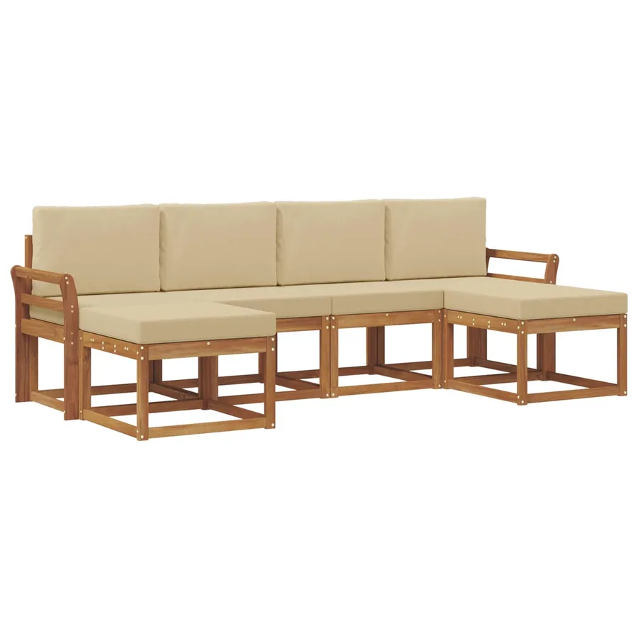 Ensemble de canapés d'extérieur 6 pcs Naturel et Beige - 2