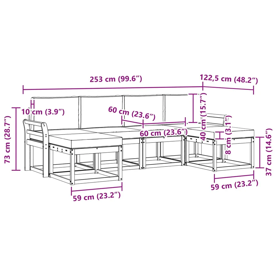 Ensemble de canapés d'extérieur 6 pcs Naturel et Beige - 8
