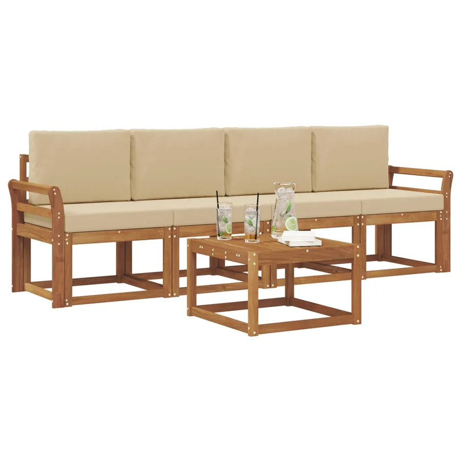 Ensemble de canapés d'extérieur 5 pcs Naturel et Beige - 3