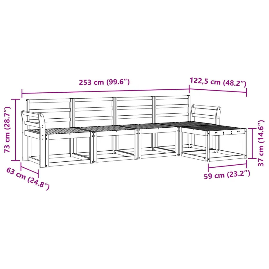 Ensemble de canapés d'extérieur 5 pcs Naturel - 8
