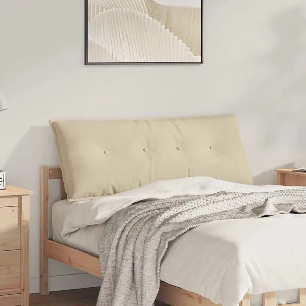 Coussin de Dos Crème 120 x 50 cm Tissu en microfibre