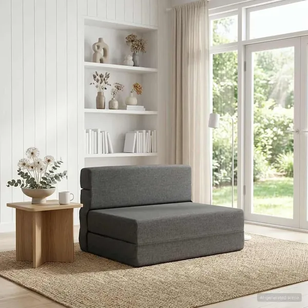 Canapé-lit pliable Gris clair 100 x 80 x 60 cm Tissu