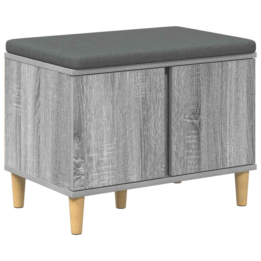 Banc d'entrée avec coussin Gris Sonoma 60 x 38 x 46 cm - 2