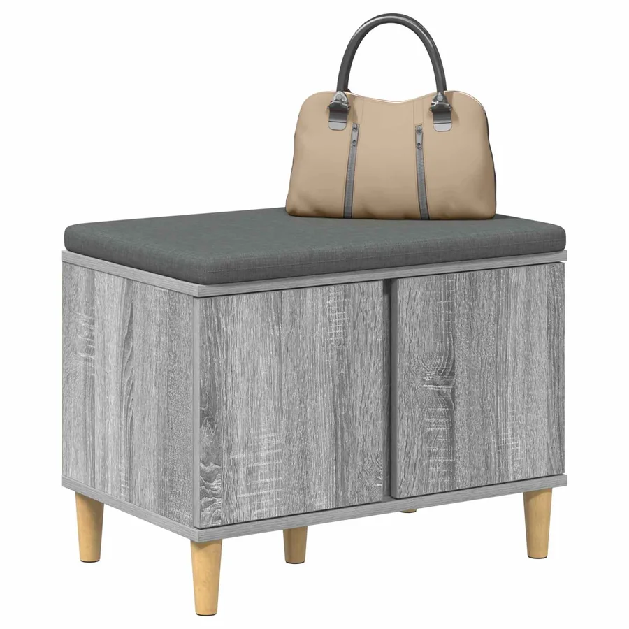Banc d'entrée avec coussin Gris Sonoma 60 x 38 x 46 cm - 3