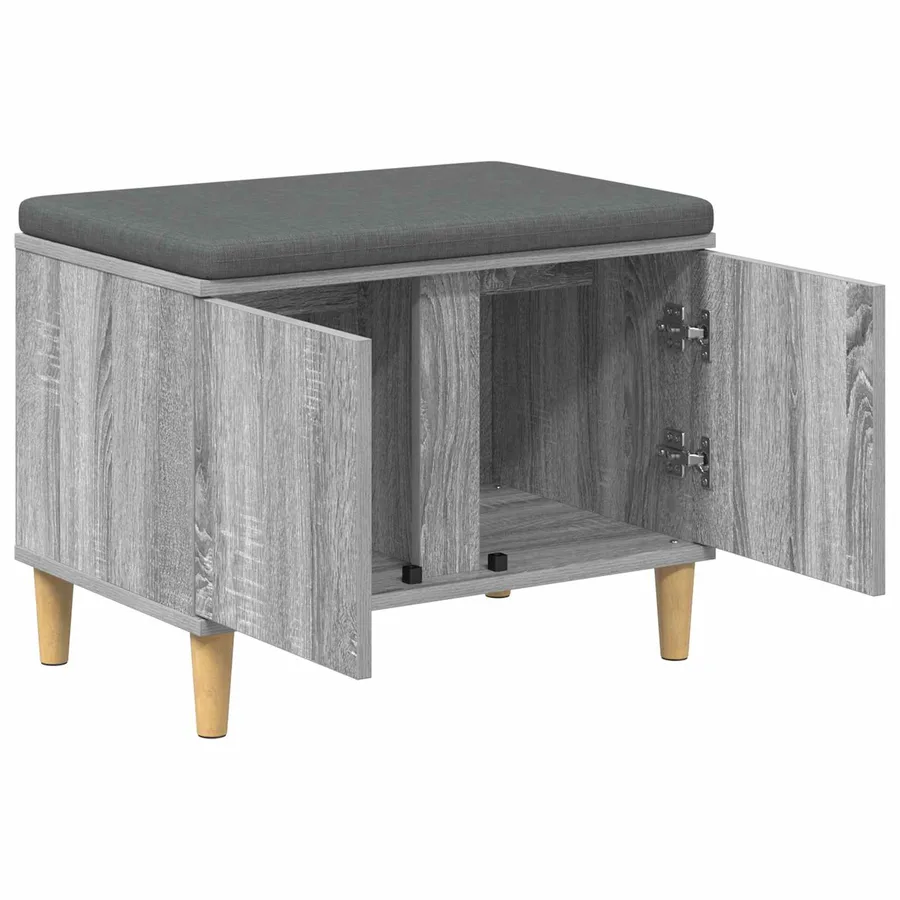 Banc d'entrée avec coussin Gris Sonoma 60 x 38 x 46 cm - 5