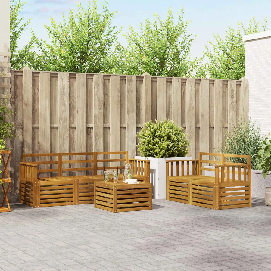 Ensembles de canapés 6 pcs Naturel Bois d'Acacia Massif