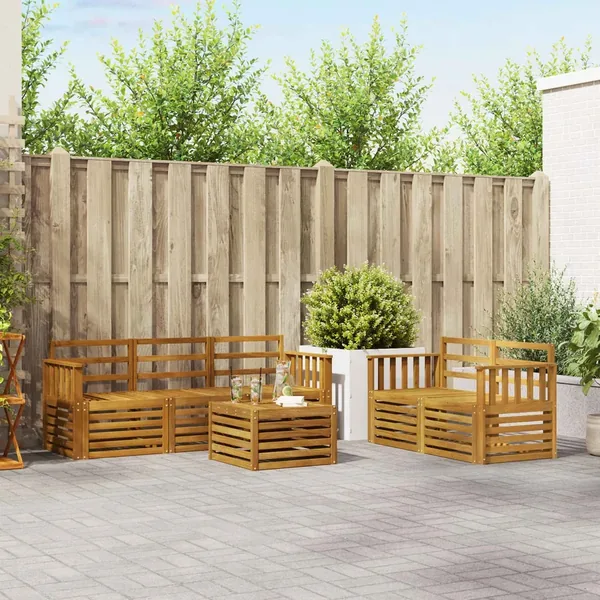 Ensembles de canapés 6 pcs Naturel Bois d'Acacia Massif