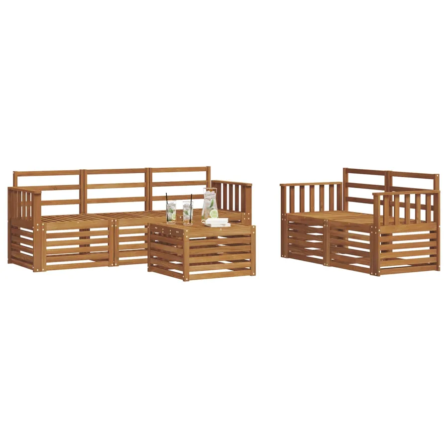 Ensembles de canapés 6 pcs Naturel Bois d'Acacia Massif - 3
