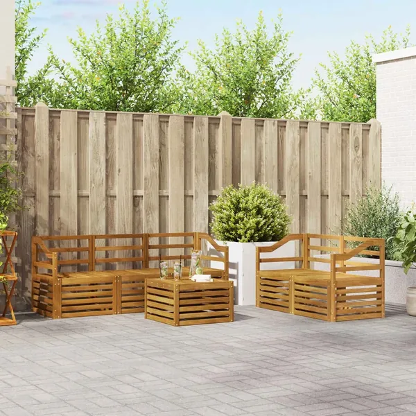 Ensembles de canapés 6 pcs Naturel Bois d'Acacia Massif