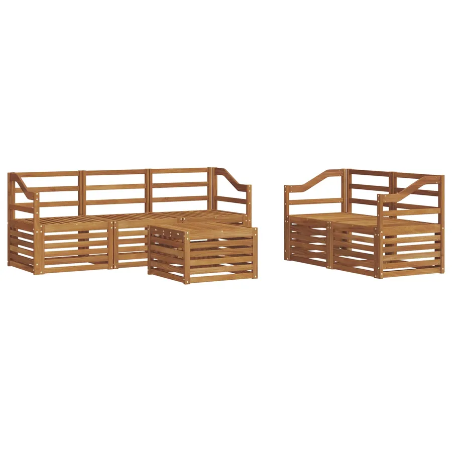 Ensembles de canapés 6 pcs Naturel Bois d'Acacia Massif - 2