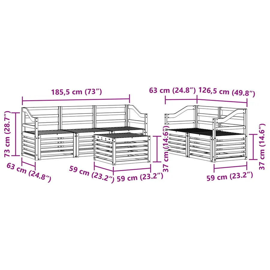 Ensembles de canapés 6 pcs Naturel Bois d'Acacia Massif - 9