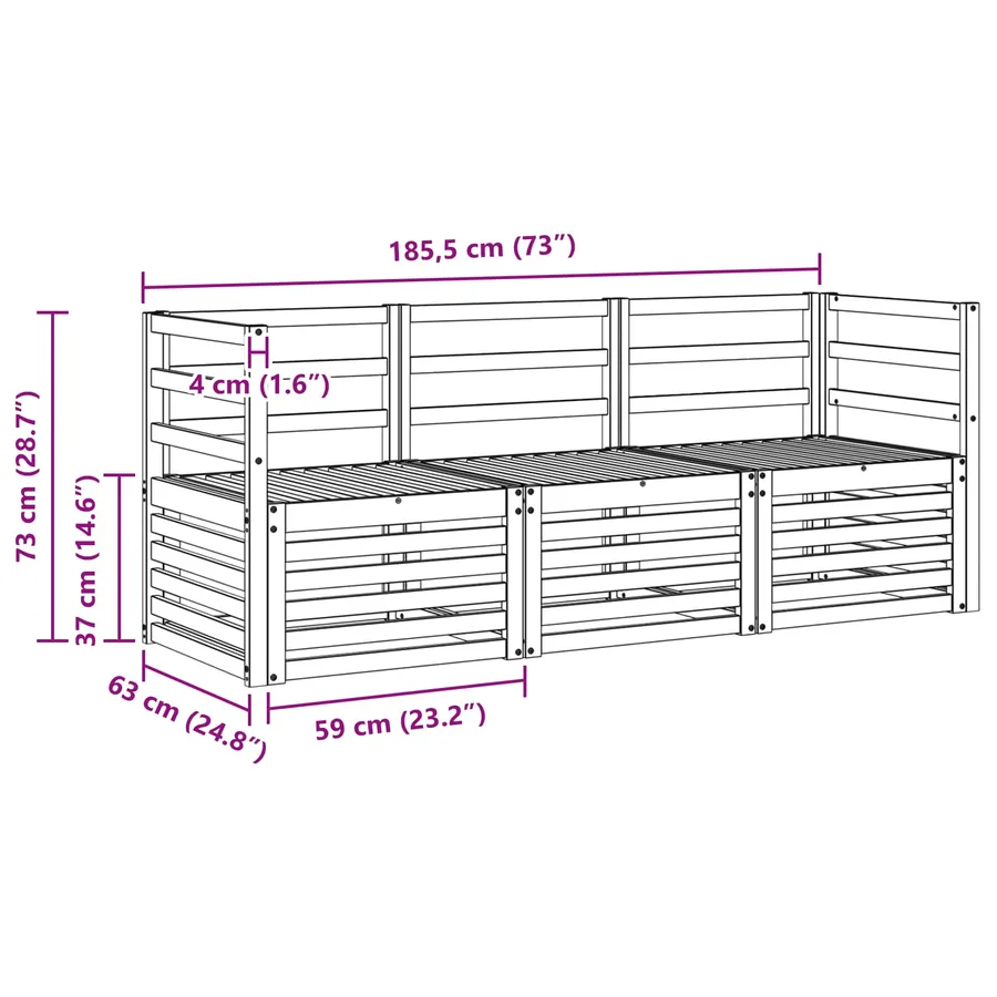 Ensembles de canapés 3 pcs Naturel Bois d'Acacia Massif - 6