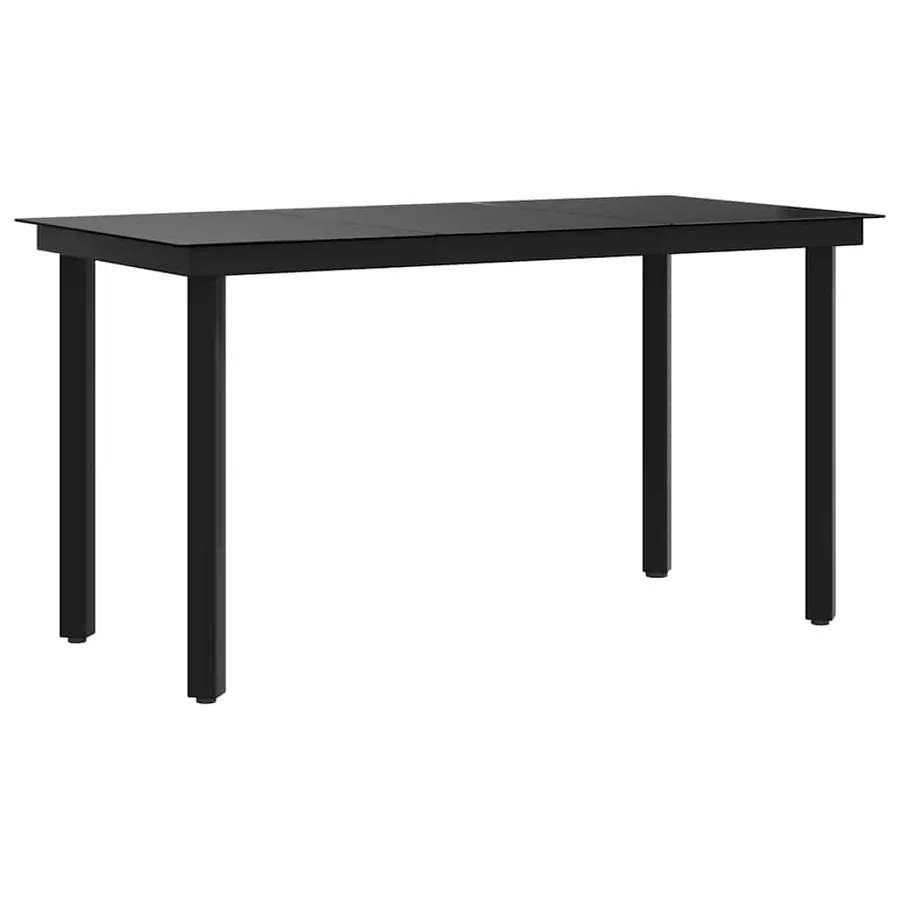 Table à dîner de jardin Noir 140x70x74 cm Acier et verre - 7