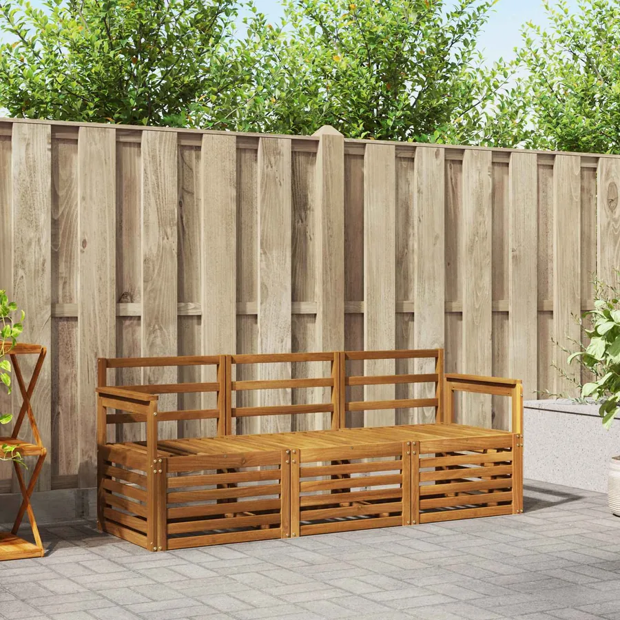 Ensembles de canapés 3 pcs Naturel Bois d'Acacia Massif