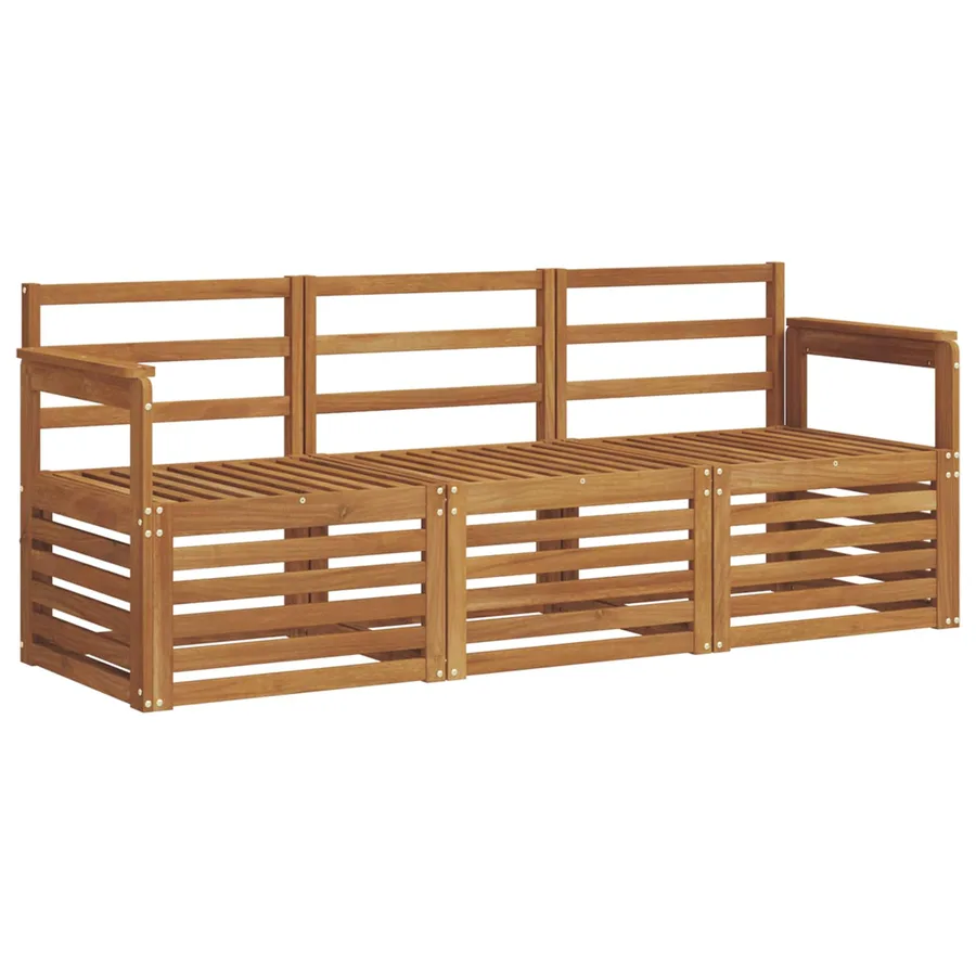Ensembles de canapés 3 pcs Naturel Bois d'Acacia Massif - 2