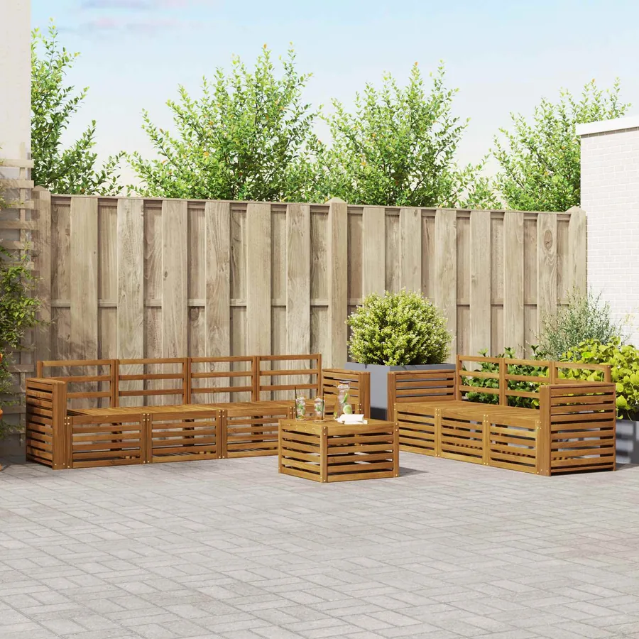 Ensembles de canapés 8 pcs Naturel Bois d'Acacia Massif