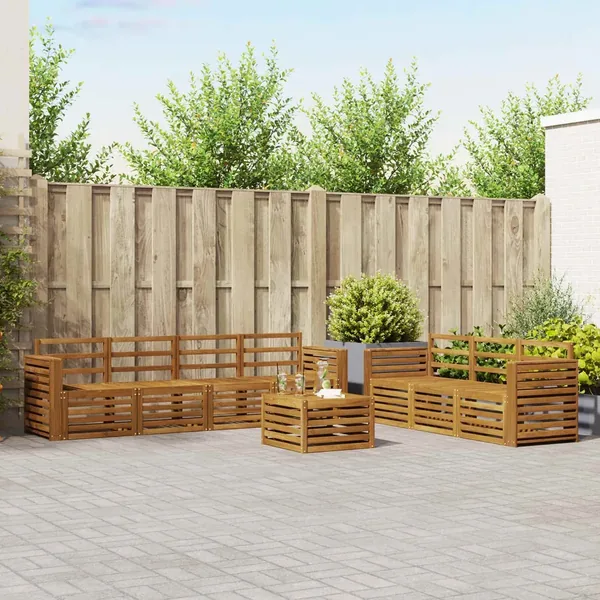 Ensembles de canapés 8 pcs Naturel Bois d'Acacia Massif