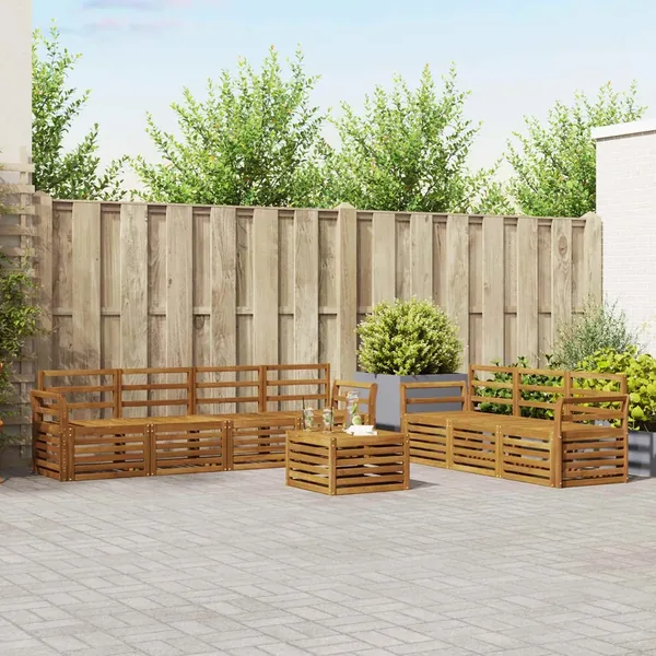 Ensembles de canapés 8 pcs Naturel Bois d'Acacia Massif