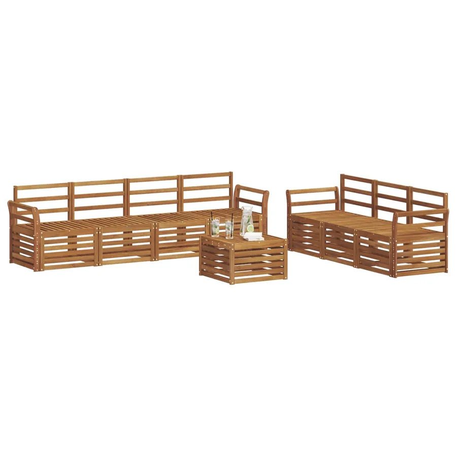 Ensembles de canapés 8 pcs Naturel Bois d'Acacia Massif - 3