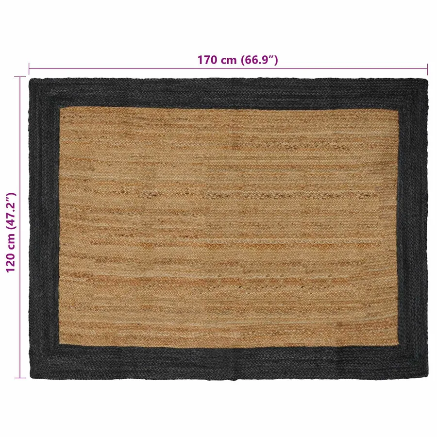 Tapis de surface Gris foncé 120 x 170 cm Jute - 8