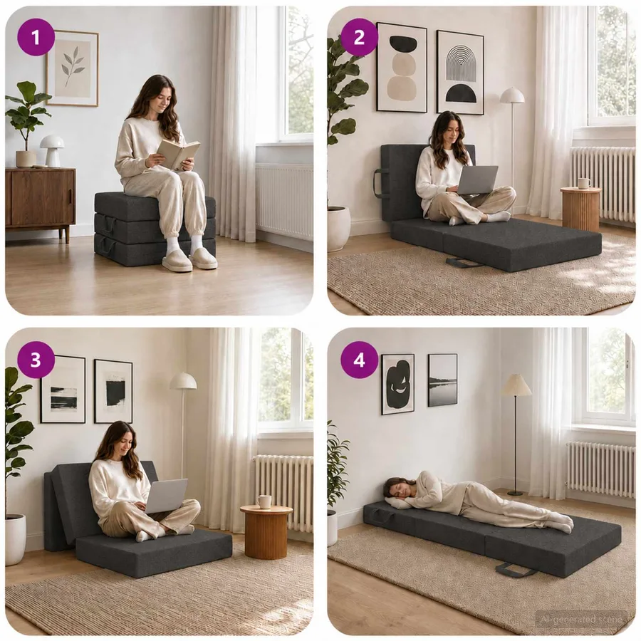 Canapé-lit pliable 75 x 67 x 45 cm Gris foncé - 9