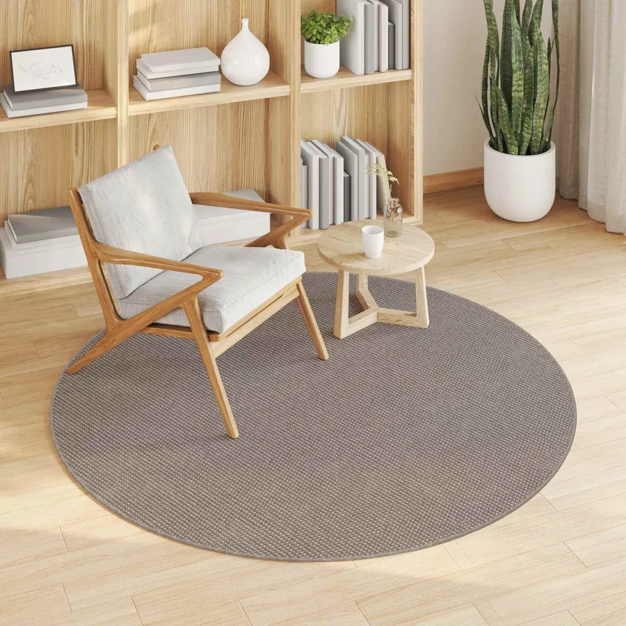 Tapis de surface Rond LUGO Crème et Taupe Ø 160 CM Polyester - 3