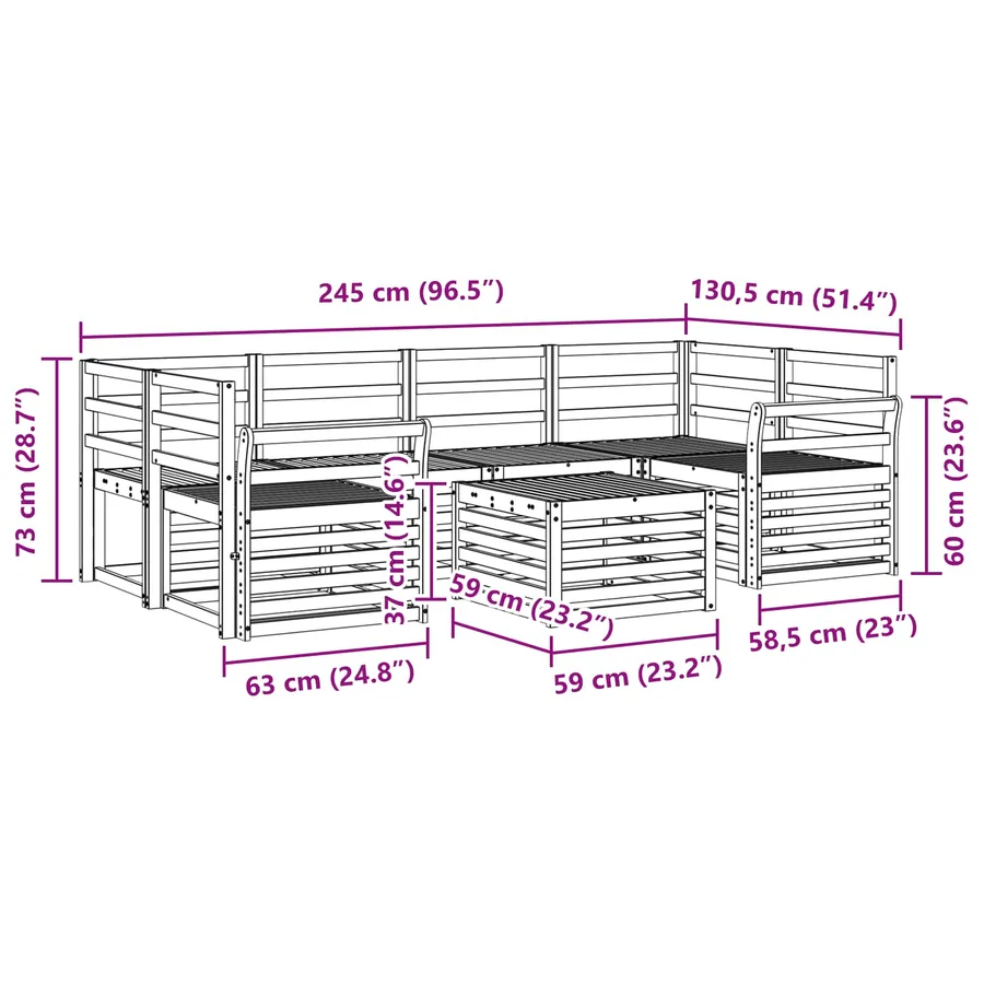 Ensemble de canapés d'extérieur 7 pcs Naturel - 10