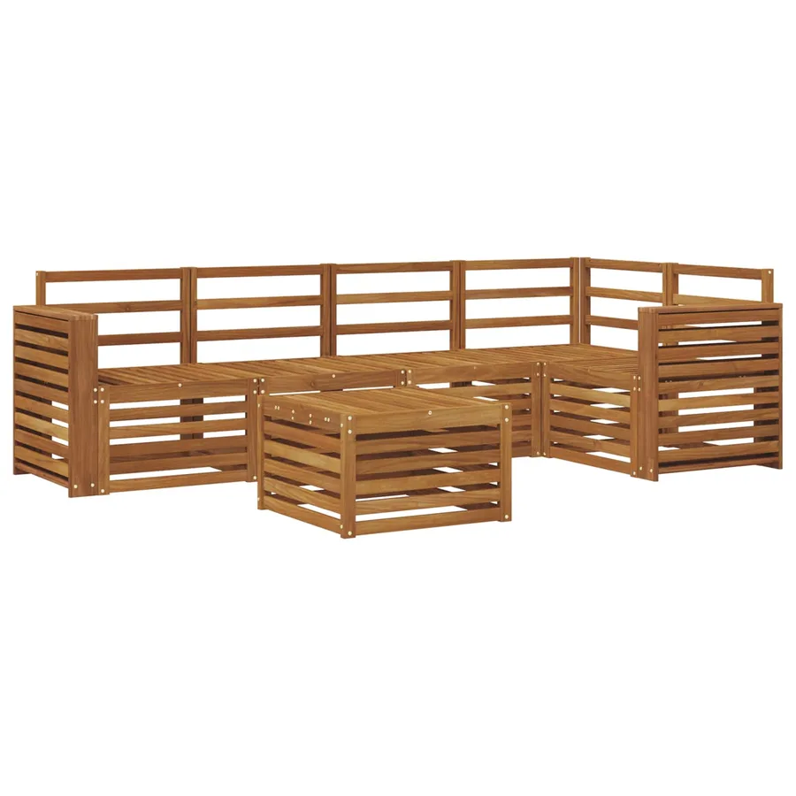 Ensemble de canapé d'angle 6 pcs Naturel Bois d'Acacia Massif - 2