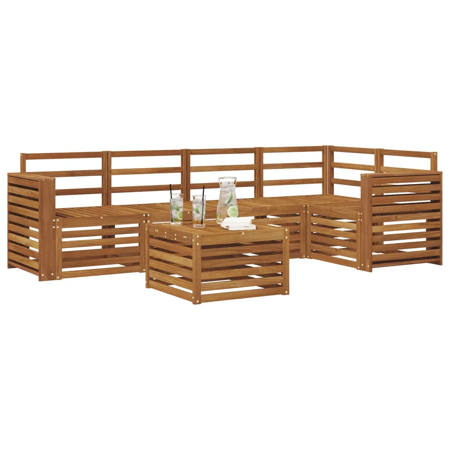 Ensemble de canapé d'angle 6 pcs Naturel Bois d'Acacia Massif - 3