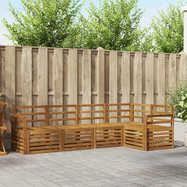 Ensemble de canapé d'angle 5 pcs Naturel Bois d'Acacia Massif