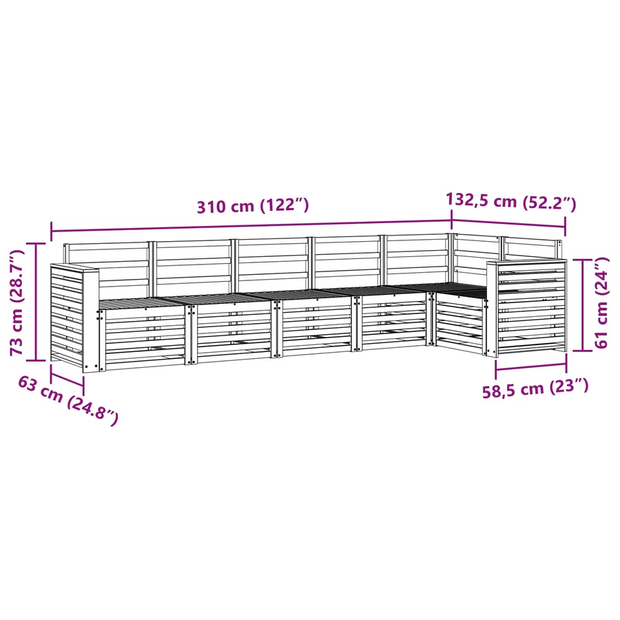 Ensemble de canapé d'angle 6 pcs Naturel Bois d'Acacia Massif - 8