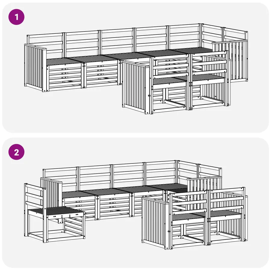 Ensembles de canapés 8 pcs Naturel Bois d'Acacia Massif - 6