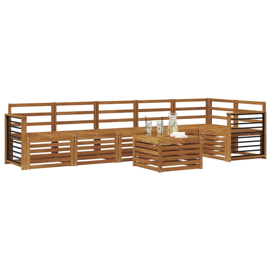 Ensemble de canapé d'angle 7 pcs Naturel Bois d'Acacia Massif - 3