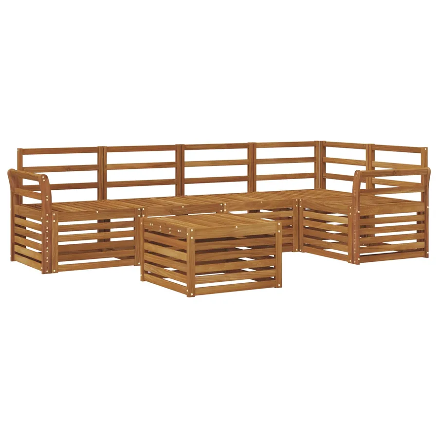 Ensemble de canapé d'angle 6 pcs Naturel Bois d'Acacia Massif - 2