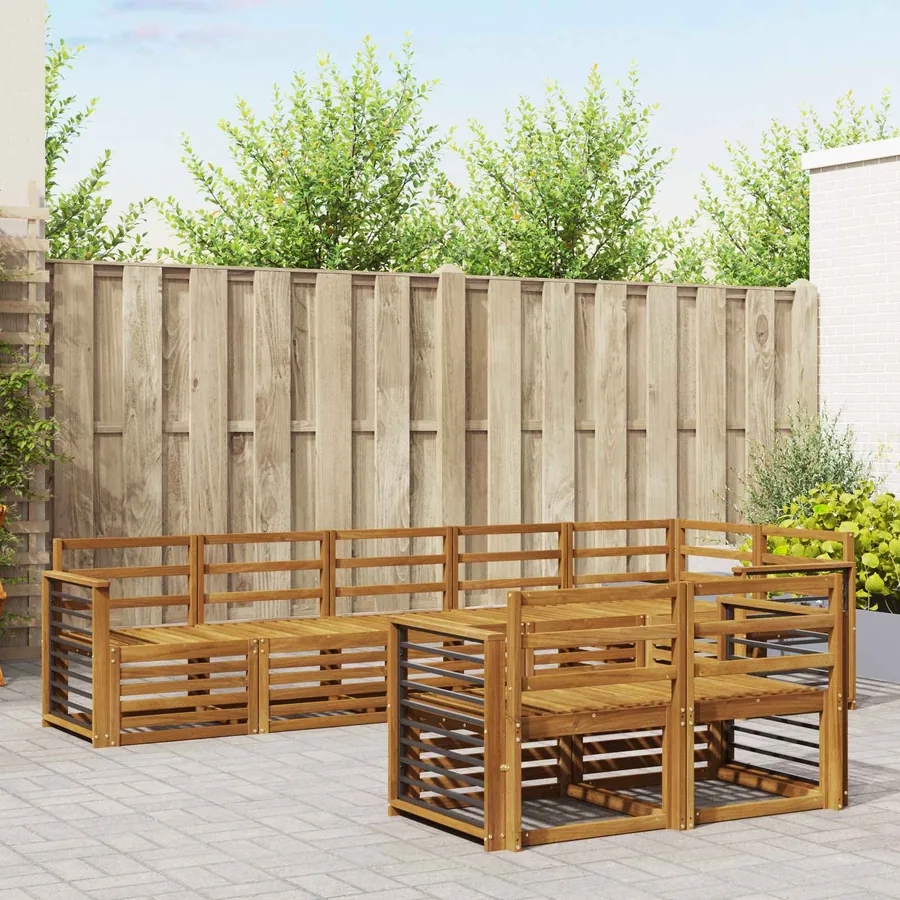 Ensembles de canapés 8 pcs Naturel Bois d'Acacia Massif
