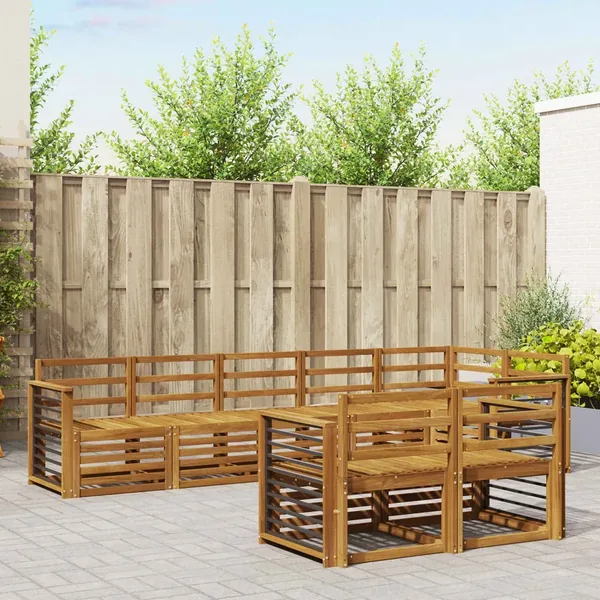 Ensembles de canapés 8 pcs Naturel Bois d'Acacia Massif