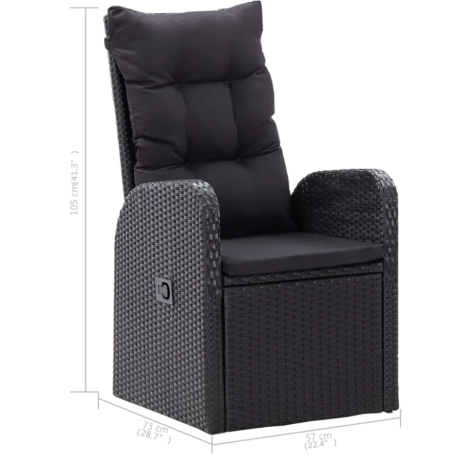 Ensemble à manger de jardin 5 pcs Noir - 11