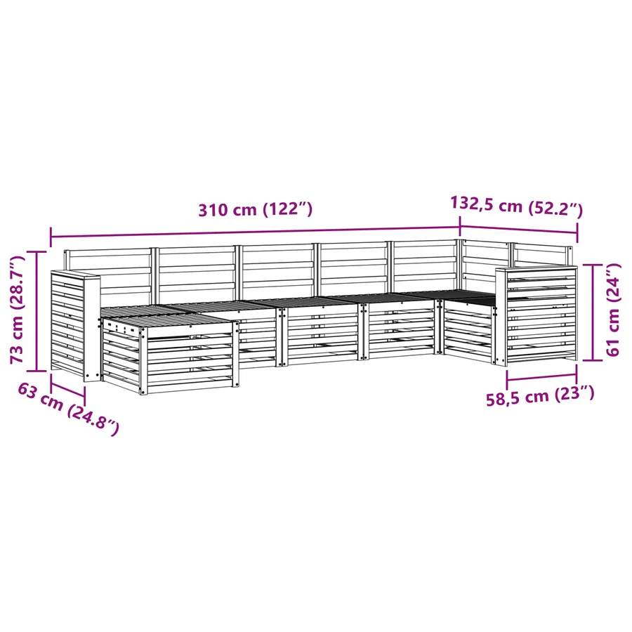 Ensemble de canapé d'angle 7 pcs Naturel Bois d'Acacia Massif - 10