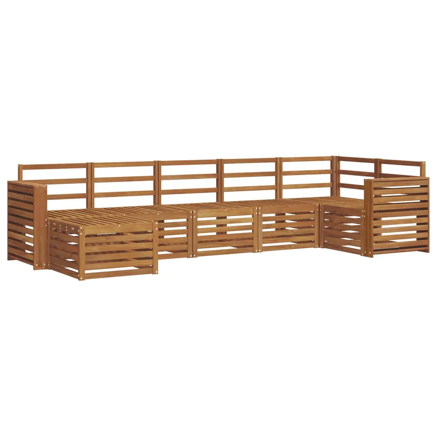 Ensemble de canapé d'angle 7 pcs Naturel Bois d'Acacia Massif - 2