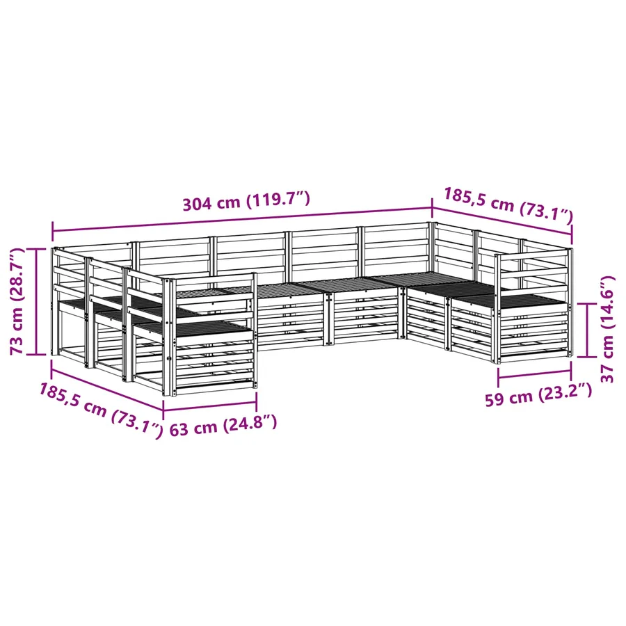 Ensemble de canapé d'angle 9 pcs Naturel - 7
