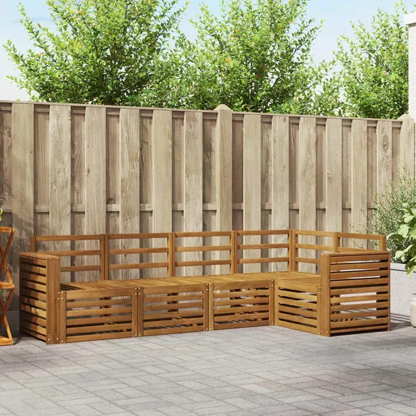 Ensemble de canapé d'angle 5 pcs Naturel Bois d'Acacia Massif